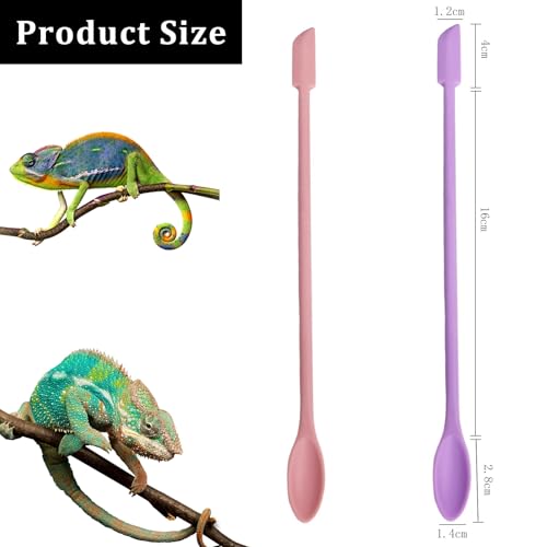2Pcs Reptile Spoon, Reptile Powder Fruit Mixing Stirring Food Long Handle Feeding Tool Fit Crested Gecko Gargoyle Bearded Dragon