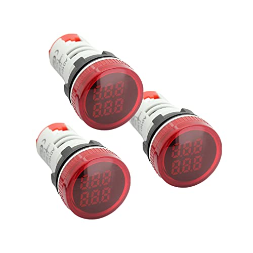 Digital Led Display Indicator Light Counter 22mm, Measuring Range 0-99999, Signal Light for Mount Panels - AD101-22CT Model, Circle Panel, Red (3 Pack) - style: Red - Counter