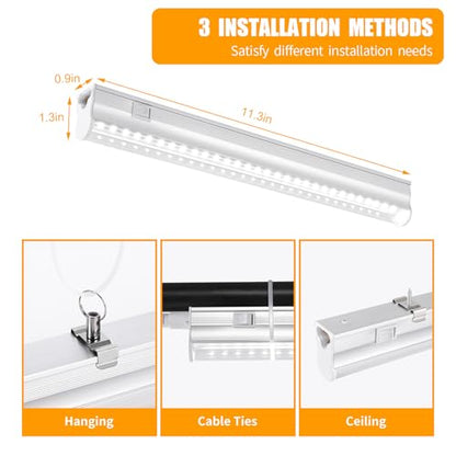 T5 1FT 0.3M 6W×4 White Light 5000K Grow Light Tubes,Full Spectrum LED Grow Lights,6W Energy Efficient,Plug & Play,for Hydroponics/Soil Seedlings Vegetables Herbs Flower (4 Packs) - color: White Light