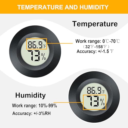 JEDEW 4 Pack Hygrometer Thermometer Digital Humidity Meter Indoor/Outdoor Humidity Monitor Reptile Thermo-Hygrometer for Greenhouse Humidors Terrarium Jars, Fahrenheit (℉) /Celsius(℃) (4)