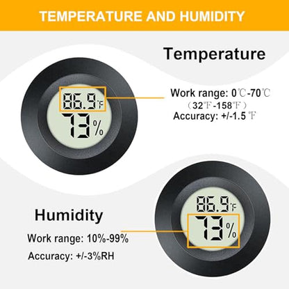 JEDEW 4 Pack Hygrometer Thermometer Digital Humidity Meter Indoor/Outdoor Humidity Monitor Reptile Thermo-Hygrometer for Greenhouse Humidors Terrarium Jars, Fahrenheit (℉) /Celsius(℃) (4)