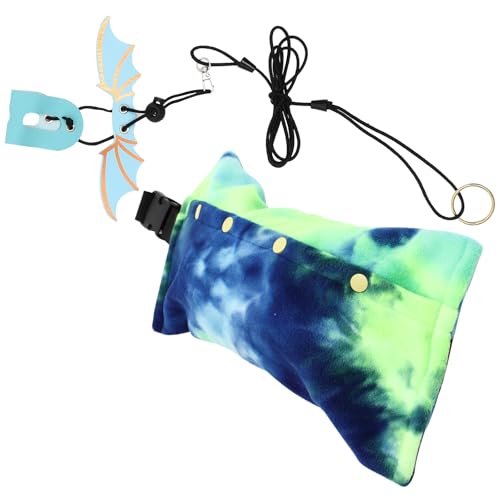 Reptile Carrying Bag and Adjustable Leash Set for Bearded Dragon, Portable Blue Carrier Sling with Strap for Outdoor Travel and Pet Transport