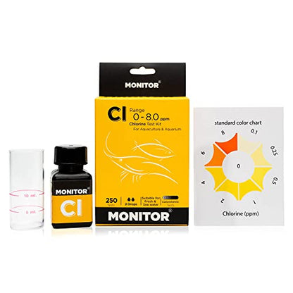 Monitor Chlorine Test KIT (250 Tests) - Monitor Aquarium and aquaculture Water Quality
