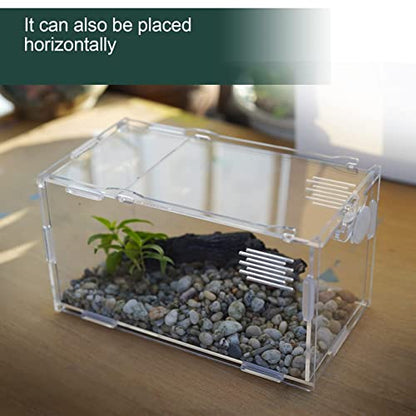 BETAZOOER Small Acrylic Reptile Tank Habitat Locking Terrarium 4''x4''x8'' - size: Small