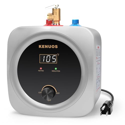Mini Tank Water Heater 2.5 Gallon Under Sink Instant Water Heater with LED Dsiplay,T&P Valve,3-Way Diverter,110V 120V Small Hot Water Heaters for Kitchen Apartment RV Bathroom Gray - color: Gray