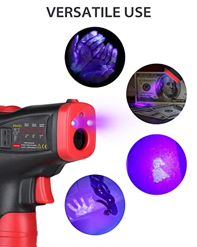 Infrared Surface Thermometer -58℉ to 1202℉, Dew Point/Mould Detector, Laser Temperature Humidity Gun, Hygrometer, Pyrometer with Thermocouple for Home, HVAC Black
