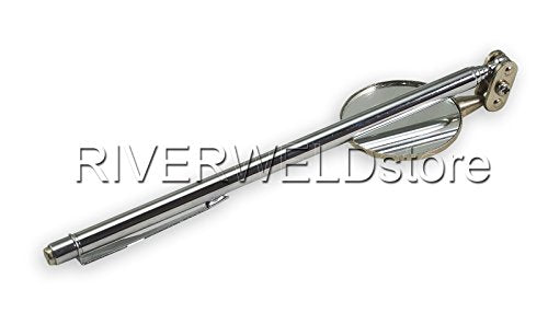 RIVERWELD Adjustable Telescopic Inspection Mirror Swivel Arm | Pocket Clip Tools Retractable Handle 360 Swivel