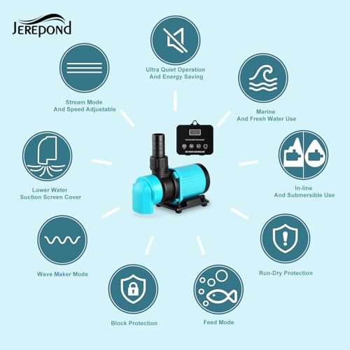 660GPH Aquarium Return pump with LCD display controller, DC 24V 25W aquarium pump for saltwater freshwater aquarium,fish tank,sump,20 speeds ECO Quiet Submersible and inline pump - style: 660GPH 25W