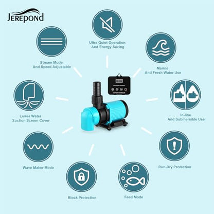 660GPH Aquarium Return pump with LCD display controller, DC 24V 25W aquarium pump for saltwater freshwater aquarium,fish tank,sump,20 speeds ECO Quiet Submersible and inline pump - style: 660GPH 25W