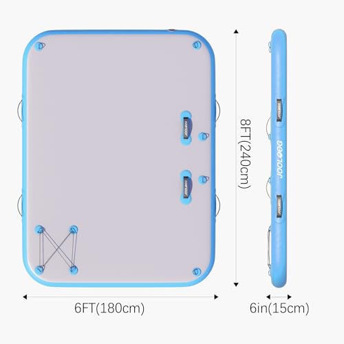 Inflatable Floating Dock Mat,6 inches Thick Inflatable Stable Platform Raft with Storage Bag None-Slip Surface for Lake Beach Pool - color: Blue 8ft x 6 ft x 6in