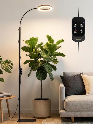 Tall Plant Grow Light for Indoor Plants, Full Spectrum Plant Light | 24W LED Grow Lamp with Single Heads, 23.5-71" Adjustable Height, 3/9/12/16H Timer, 6-Level Dimming for Large Houseplants - color: Black