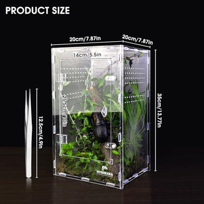 Acrylic Jumping Spider Enclosure - Insect Terrarium for Spiders, Mantises, Tarantulas & Frogs - size: Large
