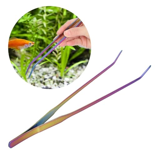 10.6Inch Stainless Steel Aquarium Tweezers Curved Design Ergonomic Non-Slip Grip for Planted Tank Fish Feeding Reptile Care(Curved Tweezers) - style: Curved Tweezers