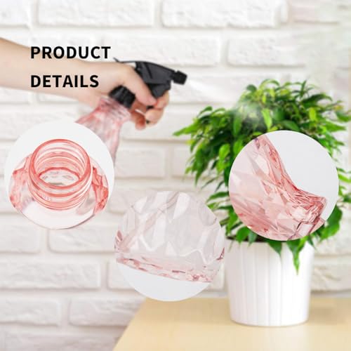wugongshan 2 Pcs Spray Bottles, 500 ml/17 oz Empty Water Spray Bottles, Plastic Reusable Adjustable Mist Sprayer Squirt Bottles Containers Refillable for Cleaning Solutions, Gardening, Plants (Pink) - color: Pink