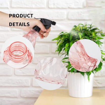 wugongshan 2 Pcs Spray Bottles, 500 ml/17 oz Empty Water Spray Bottles, Plastic Reusable Adjustable Mist Sprayer Squirt Bottles Containers Refillable for Cleaning Solutions, Gardening, Plants (Pink) - color: Pink