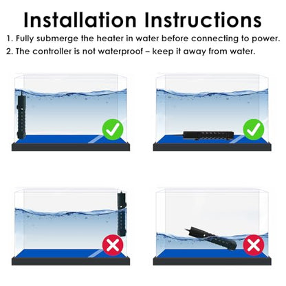 200W Aquarium Heater, Adjustable Fish Tank Heater, with Digital Display, Overheat Protection & Dry Run Protection, for 20-40 Gallon Water - size: For 20-40 Gal