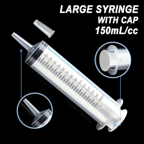 4 Pack 150mL Large Syringe for Liquid with Tip Cap, Plastic Liquid Syringes Individually Sterile Sealed - style: 150mL