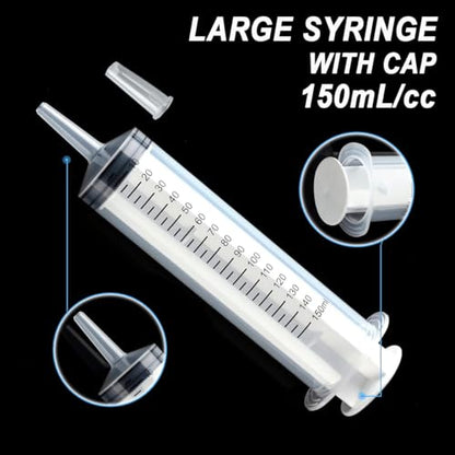 4 Pack 150mL Large Syringe for Liquid with Tip Cap, Plastic Liquid Syringes Individually Sterile Sealed - style: 150mL