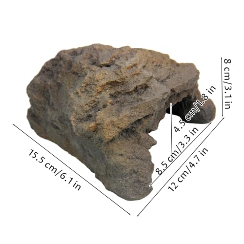 Reptile Hide, Resin Toad House Realistic Rock Cave Safe Humid Shelter for Frogs & Small Reptiles Indoor/Outdoor Garden Use, Reptile Cave
