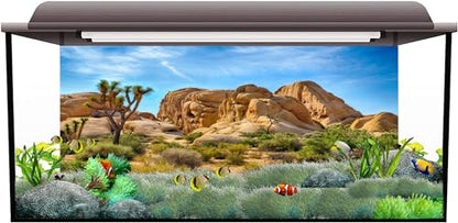 30X12 Inches Bearded Dragon Tank Background Joshua National Park Backdrop | Patterns with Desert Cactus Sandstone, suitable for Reptile Habitat Tank, Terrarium Background, Durable Polyester - size: 30 inches x 12 inches