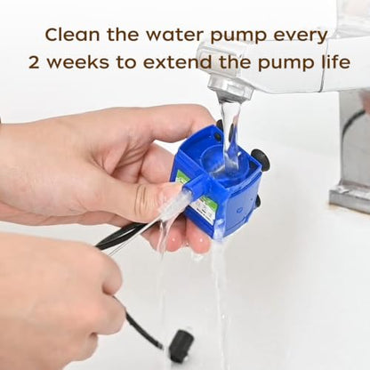 Cat Water Fountain Pump, Pet Water Fountain Pump Compatible Motor, DR-DC160 for Cat Drinking Fountain Cat Water Dispenser Replacement (Pump) | IP68Waterproof, Blue LED light, USB Port, Ultra-Quiet At Under 25 dB, Low Power Consumption Of 1.5 W