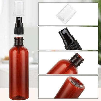 ABuff 60 Pack Plastic Spray Bottles 4oz Small Empty Fine Mist Spray Bottles Amber Clear Bottles for Essential Oils, Bath, Beauty, Hair & Cleaning, Small Sprays Bottle for Travel, With 10 Funnels