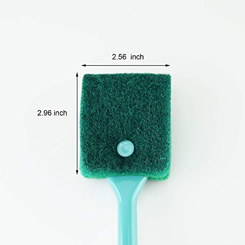 3 PCS Double-Sided AOODOOM Aquarium Fish Tank Algae Cleaning Brush with Non-Slip Handle, Sponge Scrubber Cleaner for Glass Aquariums and Home Kitchen