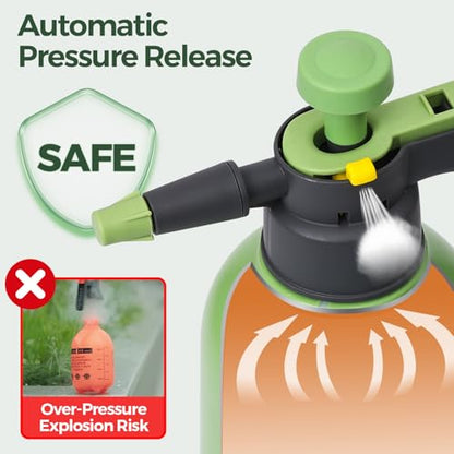T4U Pump Sprayer 0.5 Gallon, Garden Spray Bottle with Short Nozzle | Hand pressure sprayer with adjustable brass nozzle for plant watering, lawn care, fertilizing, pest control and home cleaning - size: Short Nozzle