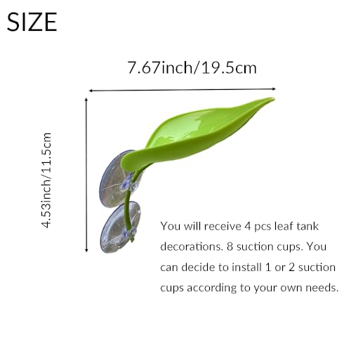 4 Pack Frog Leaf Tank Decorations Plastic Frog Basking Platform for Reptile | with 8 Pcs Suction Cups 3 Colors Leaf Shape Aquarium Turtle Gecko Accessories