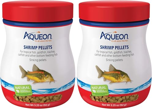 Aqueon Shrimp Pellets Sinking Food, 3.25 oz | For Bottom Feeding Fish | Pack of 2 - size: 3.25 Ounce (Pack of 2)