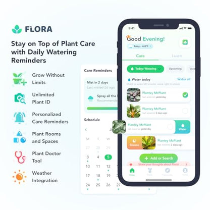 Flora Premium Plant Mister Spray Bottle for Gentle & Fine Mist for Precision Hydration, Dispersed Humidity & Moisture, Comes w App for Smart Plant Care, Plant ID and Diagnosis Tool (1 pack)