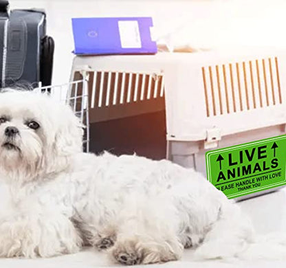 Live Animals Stickers for Pet Crate – 250Pcs Fluorescent Handling Labels for Pet Shipping, Airline Cargo, Breeder Transport, Animal Rescue & Veterinary Clinic – Please Handle with Love