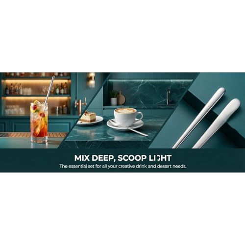6Pcs Stainless Steel Long Handle Spoons, 2-Size Mixing Spoons for Coffee, Dessert, Honey, Cocktail & Kitchen Use (silver,3-pack 13cm +3-pack 23cm) - color: Silver, size: 3-pack 13cm +3-pack 23cm