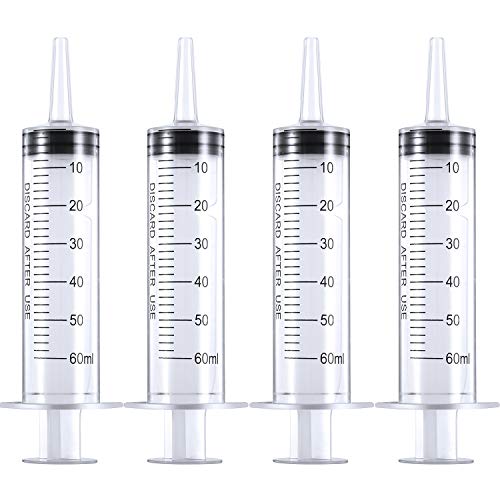 Frienda 4 Packs Syringes Without Needles,60 Ml | Large Plastic Measuring Tools for Food, Horse Care, Lab Dispensing, Graduated Markings, Reusable Multipurpose Applicators - size: 60 ml