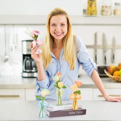 XXXFLOWER Glass Mushroom Vase Propagation Planter Window Plant | Crystal Hydroponic Mushroom Jars for Plant Cuttings Unique Glass Bud Flower Vase Indoor for Home Office Garden Decor - size: 4PCS Mushroom Vase