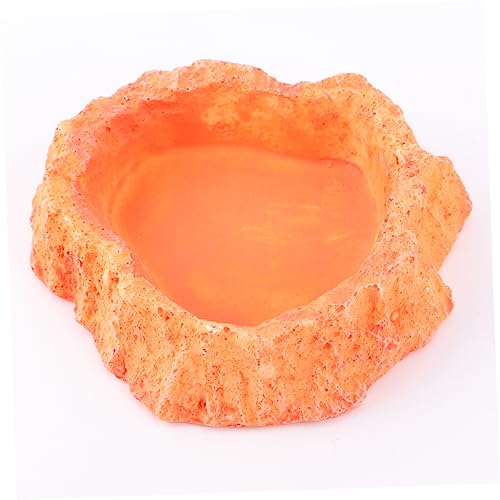 Abaodam Crawling Food Dish for Reptiles Skid Feeding Bowl with Thick Design for Easy Access Lizard Feeder and Water Storage Container for Pets Orange
