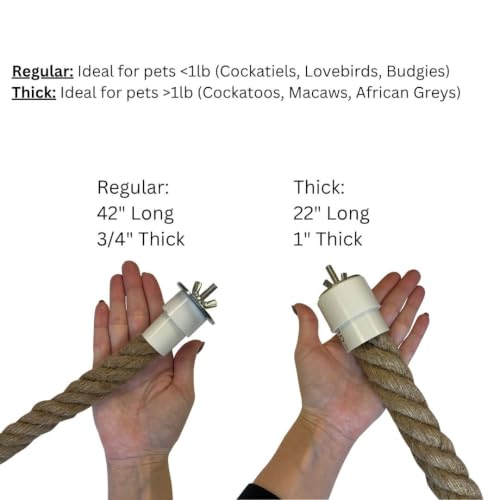 42 Inch Natural Rope (Regular) - Flexible Bendable Climbing Rope Perch Cage Accessory Toy - Sugar Gliders, Squirrels, Degus, Marmosets, Monkeys, Parrots, Birds, Rats & Other Small Pets
