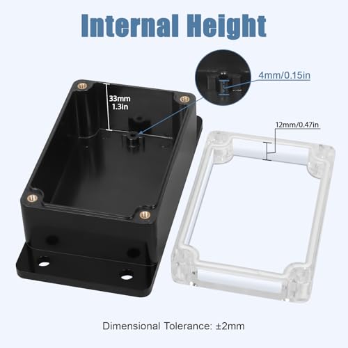 Junction Box with Clear Cover IP65 Waterproof ABS Plastic Universal Project Box with Fixed Ear, Black 3.9"x 2.6"x 1.9"(100x68x50mm)(Pack of 2) - color: 2 packs, size: 3.9"x 2.6"x 1.9"