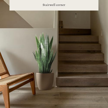 KOL 3FT Artificial Snake Plant, 35in Fake Sansevieria Indoor Outdoor | Full upright PE foliage; realistic faux Mother in Law Tongue look; modern greenery for living rooms, offices and entryways - size: 1 PC