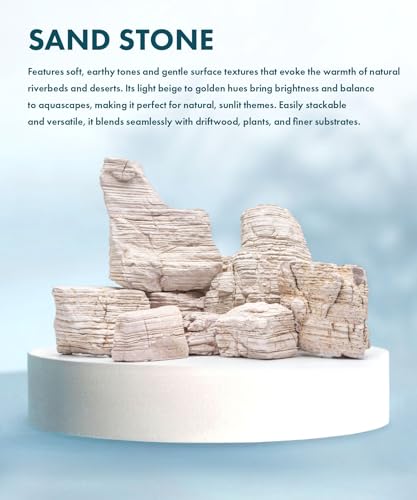 Natural Aquarium Stones - Yellowish-Cream Layered Aquascaping Rocks for Canyon and River-Style Layouts, Freshwater Decor for Betta Fish Tank, Shrimp & Reptile Enclosure - Sand, 10 LB - color: Sand Stone, size: 10 Pounds