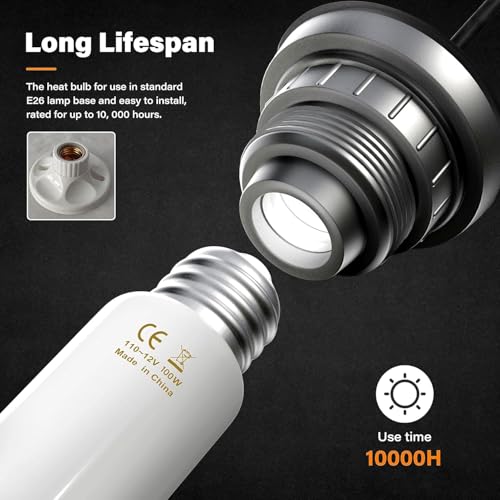 Reptile Heat Lamp 100W Ceramic Heat Emitter, No Light Emitting Heat Bulbs for Amphibian Pet Brooder Coop Incubating Chicken, Lizard Bearded Dragon Turtle Snake Terrarium - color: 1 Pcs (White), size: 100 Watts