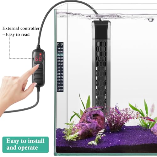 HITOP Aquarium PTC Heater with Controller: 200W 300W 400W Digital Heater for Fish Tank and Turtle Tank 40-100Gallon, with Protective Cover