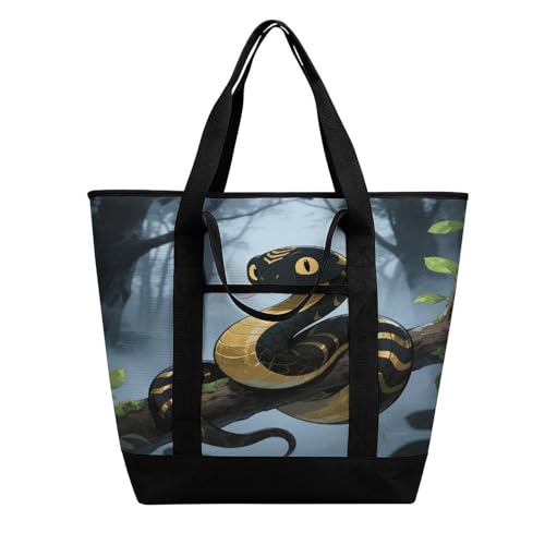 Black Snake Insulated Cooler Bag Reusable Grocery Tote Bags Transport Large Lunch Purser for Work Picnic Hiking
