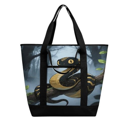 Black Snake Insulated Cooler Bag Reusable Grocery Tote Bags Transport Large Lunch Purser for Work Picnic Hiking