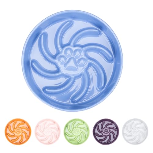 Ceramic Slow Feeder Dog Bowl, 3 Cup Dog Food or 25oz Water, Slow Eating Bowl for Middle Breed, Maze Puzzle Feeder for Fast Eaters, Anti-Choking Stop Bloat, Non-Slip BPA Free (Blue) - color: Blue