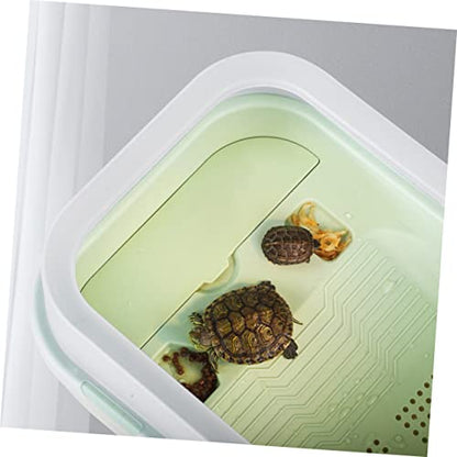 WOONEKY Turtle Feeding Tank Multi-Functional Turtle Habitat Basking Area Drainage System Construction for Home Use Small