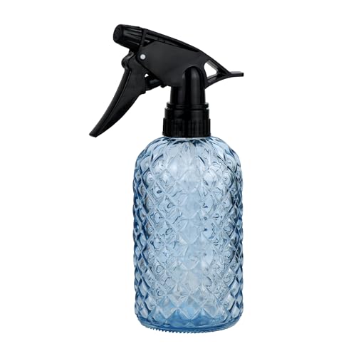 Glass Handheld Spray Bottle - 12oz Refillable Bottle ，Adjustable Nozzle Watering Can for Garden Plants Cleaning Solutions (Blue) - color: Blue