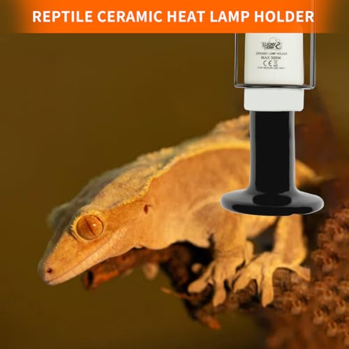 LUCKY HERP Reptile Ceramic Heat Lamp Holder, 2 Pack 300W Pet Heater Bracket (no Bulb Included), Heat Lamp Holder for Amphibians Terrariums Lizards Tortoise - style: 2 Pack