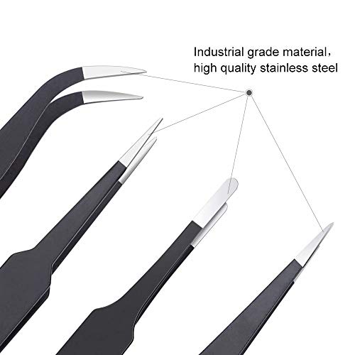 6PCS Precision Tweezers Set, Upgraded Anti-Static Stainless Steel Tweezers | For Electronics, Laboratory Work, Jewelry-Making, Craft, Soldering, etc, by kaverme