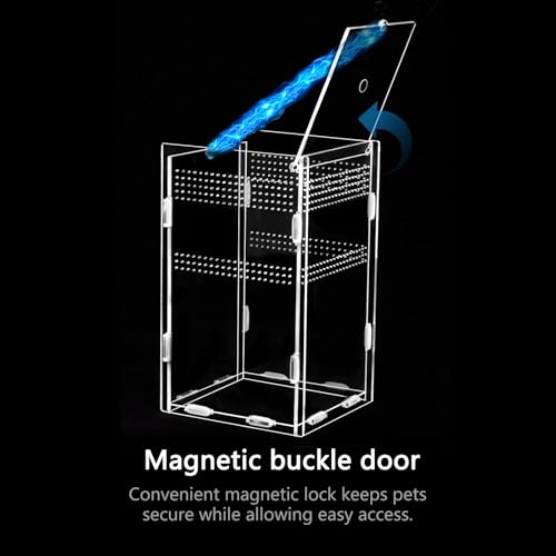Acrylic Jumping Spider Enclosure, Small Reptile Insect Terrarium, Spider Tank with Magnetic Door & All-Side Vent, Pre-Assembled Habitat for Spiderling, Mantis, Tarantula, Snail 7.8" * 4.7" * 4.7